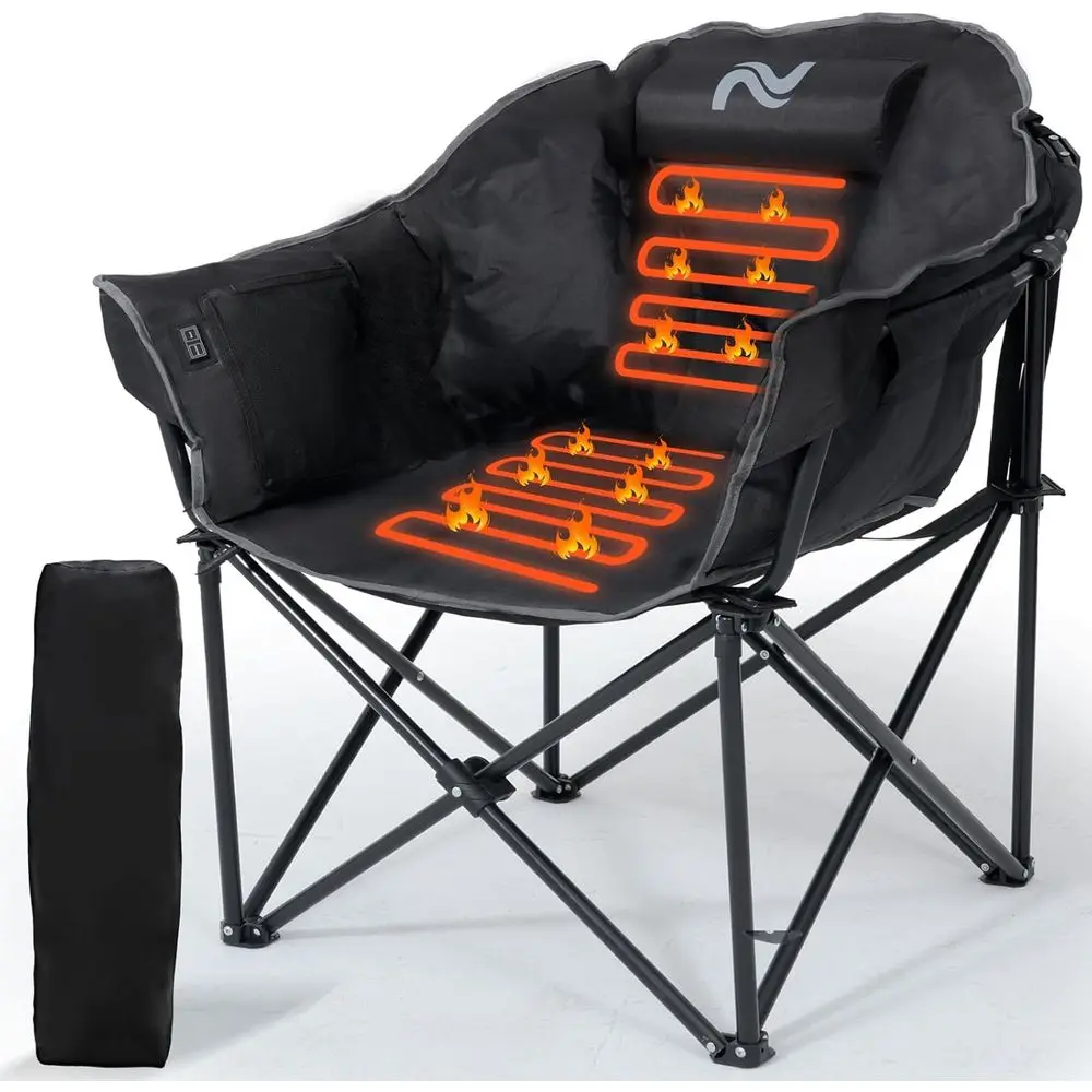 Outdoor Camping Lounge Chairs - Tragbarer Beheizbarer Outdoor-Liegestuhl mit 3 Temperaturstufen,