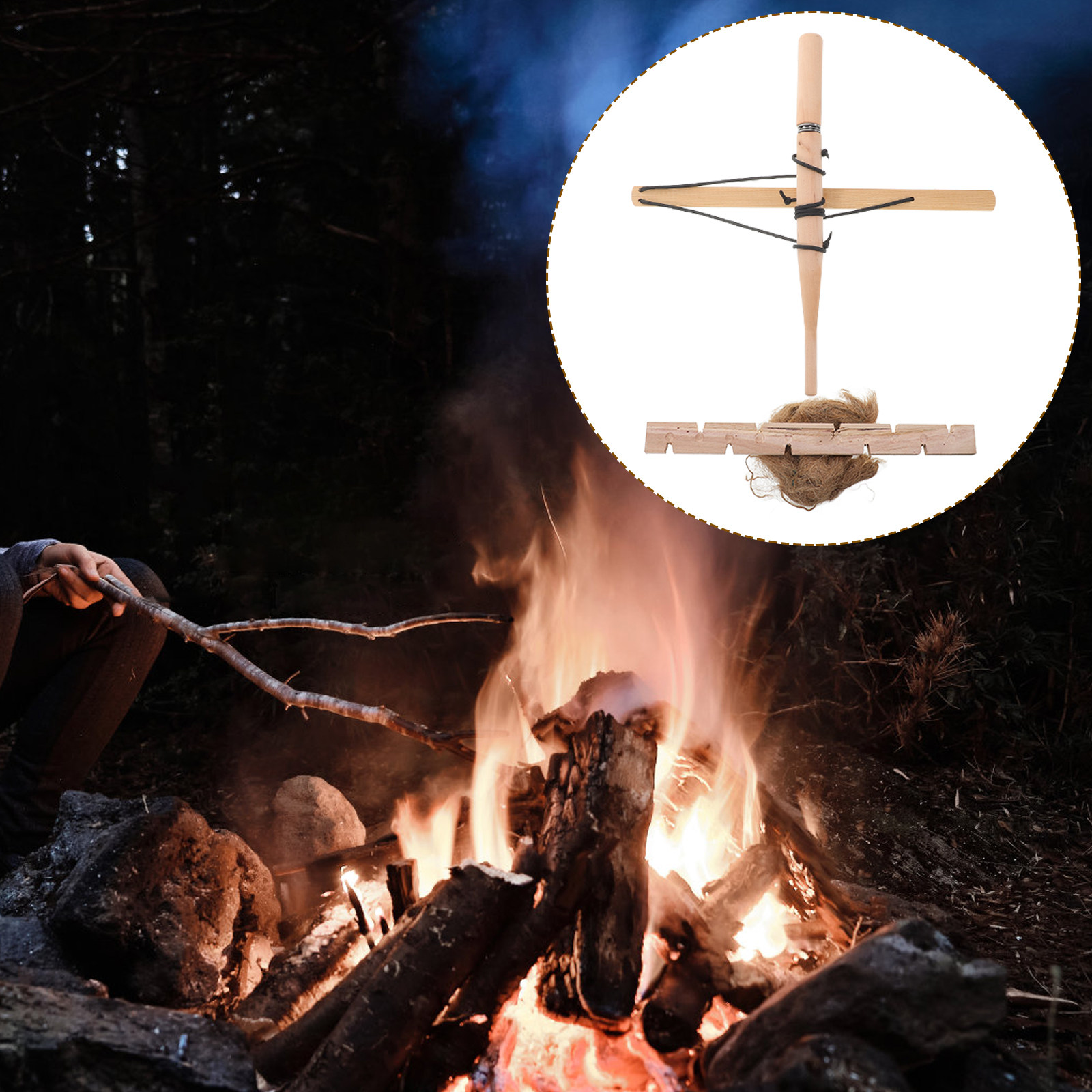 Outdoor Camping Fire - Bogenbohrer Feueranzünder Outdoor-Primitivwerkzeug Camping Wandern Rucksackreisen