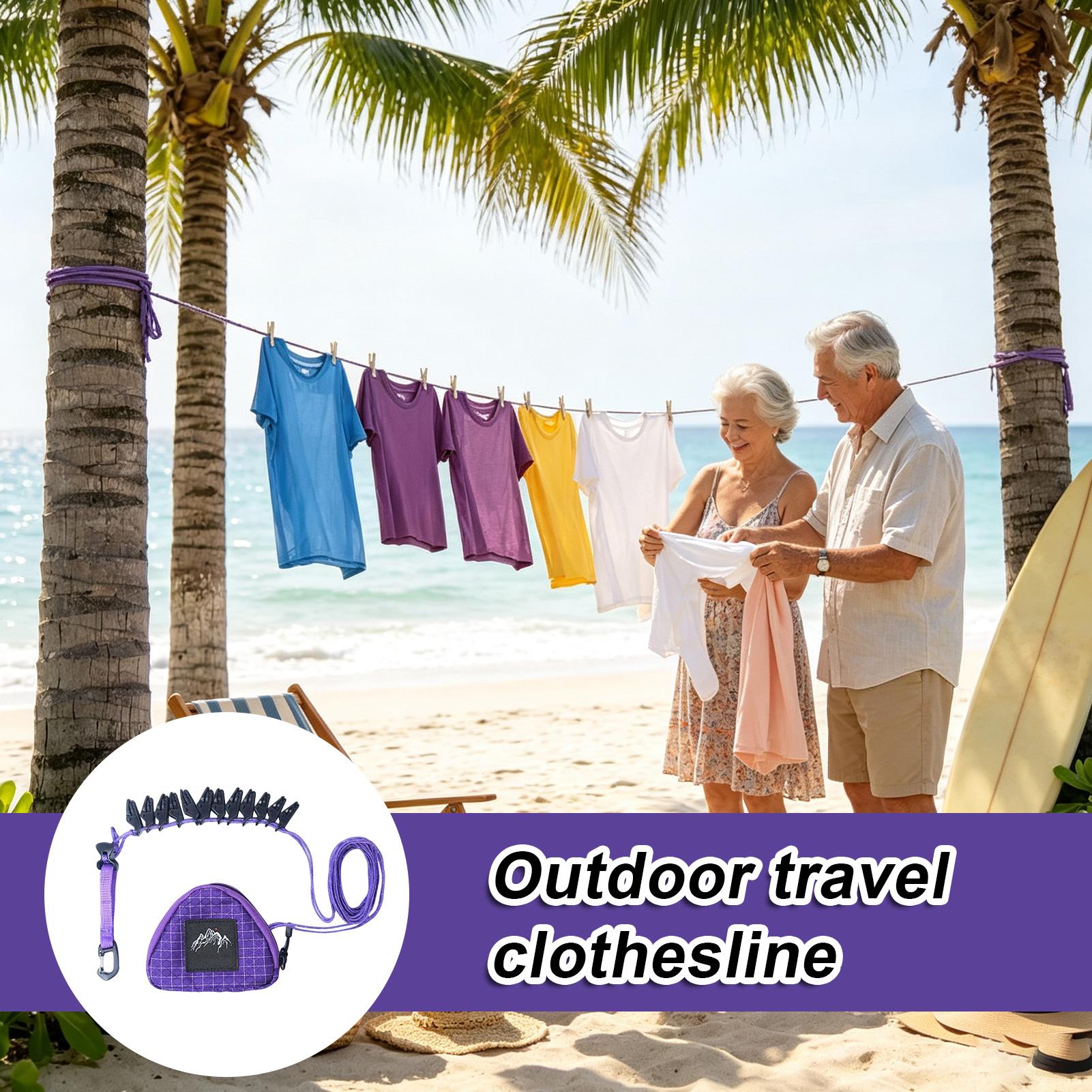 Camping Outdoor Clothing - Wäscheleine für den Außenbereich, robuste Wäschetrockenleine