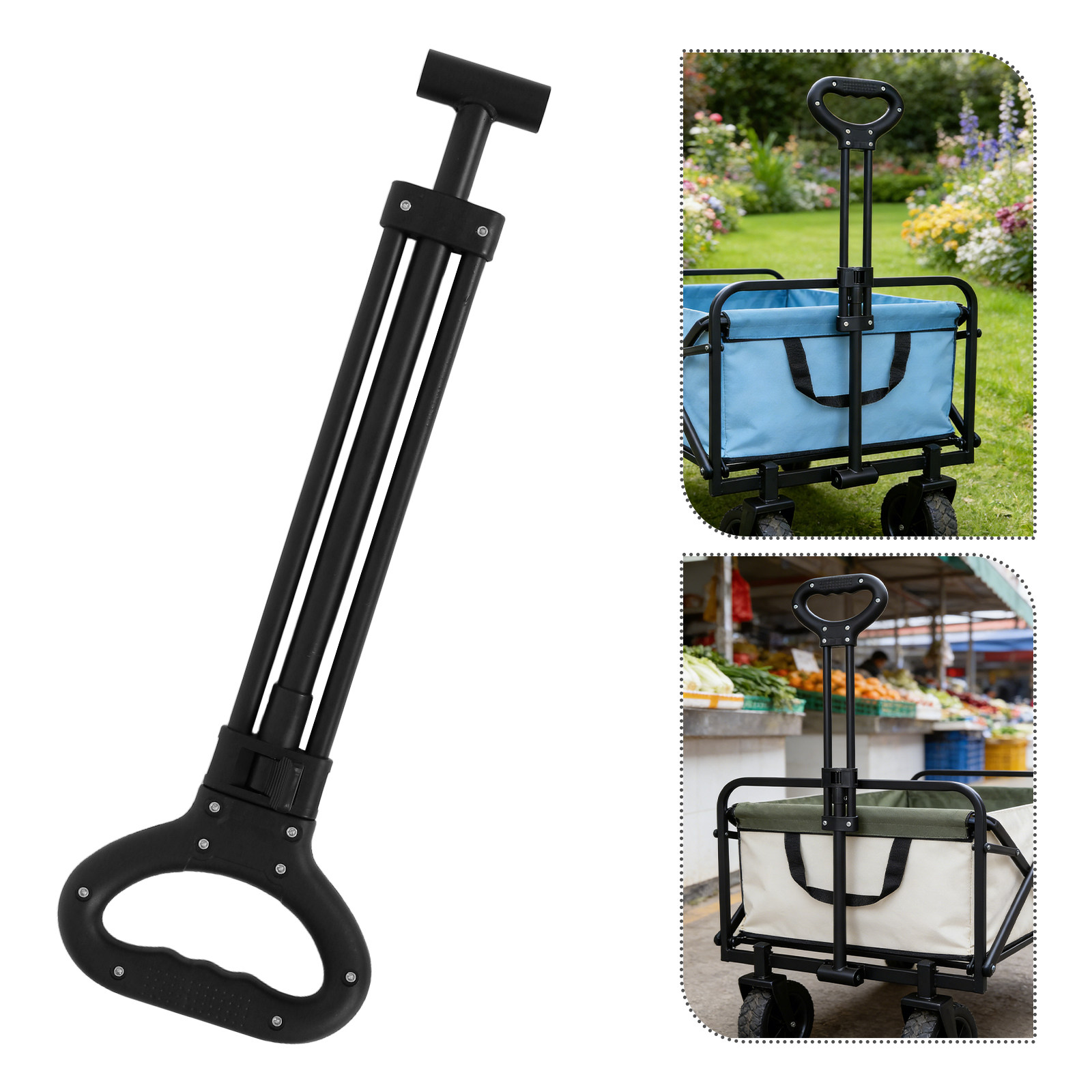 Outdoor Camping Trolley - 1 Set Klappbarer Bollerwagen-Schiebegriff, Teleskop-Ersatzgriff für