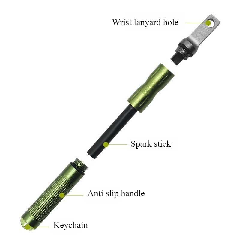 Fire Starter Flint - Tragbarer Wasserdichter Feuerstein-Notfall-Feuerstarter Multifunktionales Outdoor-Camping-Equipment Feuerstab-Werkzeug
