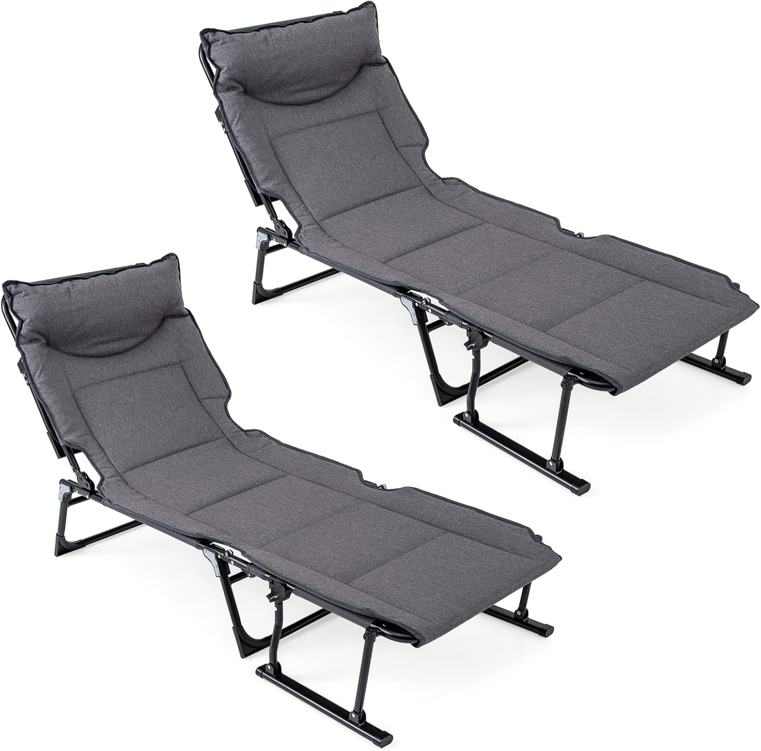 Outdoor Camping Lounge Chairs - Klappbarer Gartenliegestuhl, 2er-Set, verstellbarer Liegestuhl, faltbares