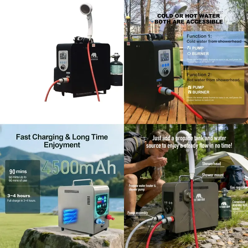 Outdoor Camping Water Heater - Tragbare Camping-Dusche mit Heizfunktion für den