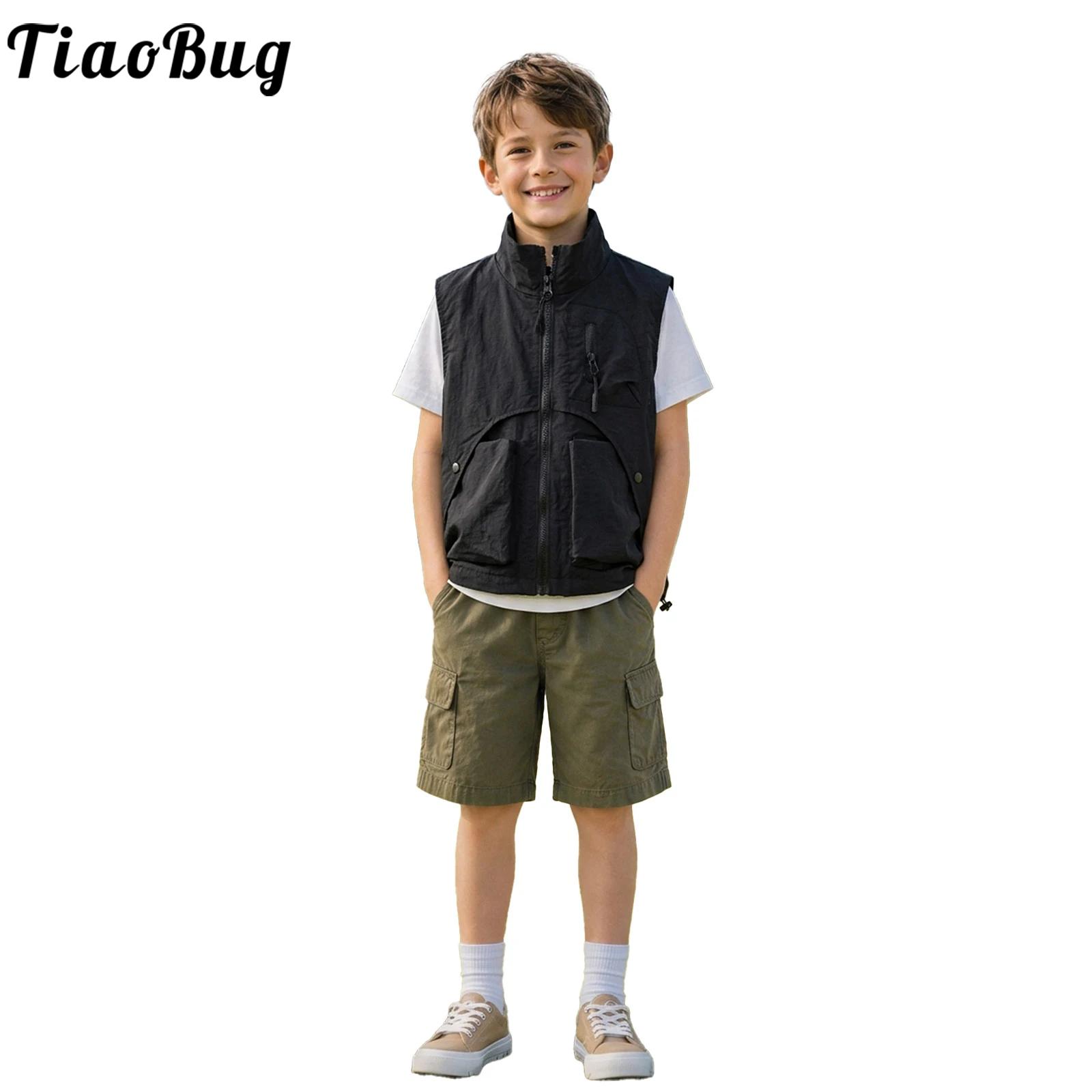 Outdoor Camping Activities For Kids - Modische Cargo-Weste für Jungen mit Reißverschluss