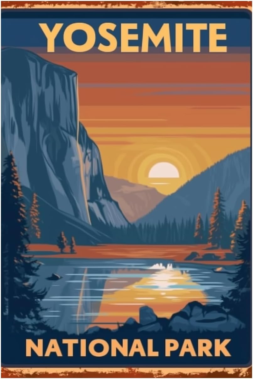 Outdoor Camping Yosemite - Wandkunst-Dekorationsposter aus Metall zum Wandern und
