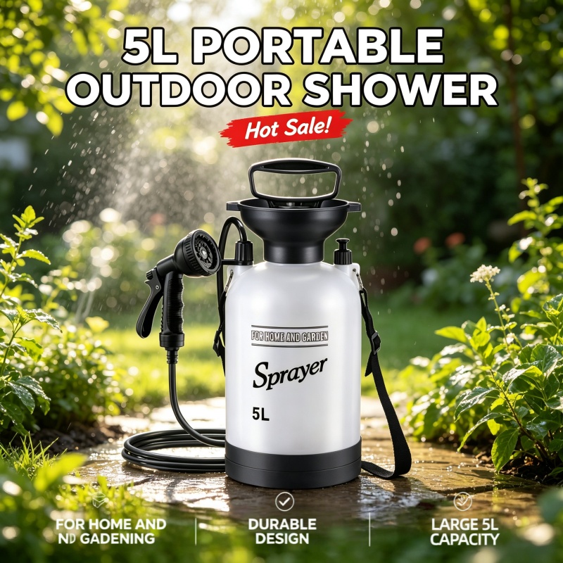 Outdoor Camping Showers - 5L Tragbare Campingdusche Manuelle Drucksprühflasche mit