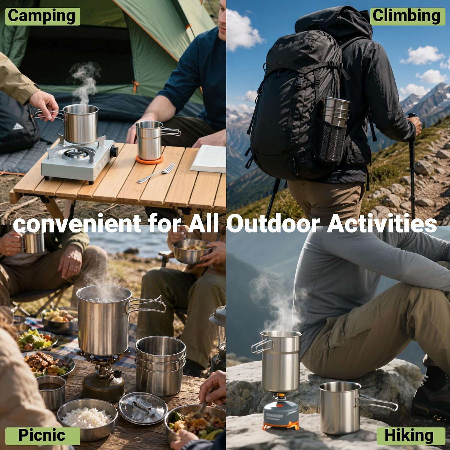 Faltbare Campingbecher, Campin – Outdoor Camping Cooking Set Bewertung und Preis