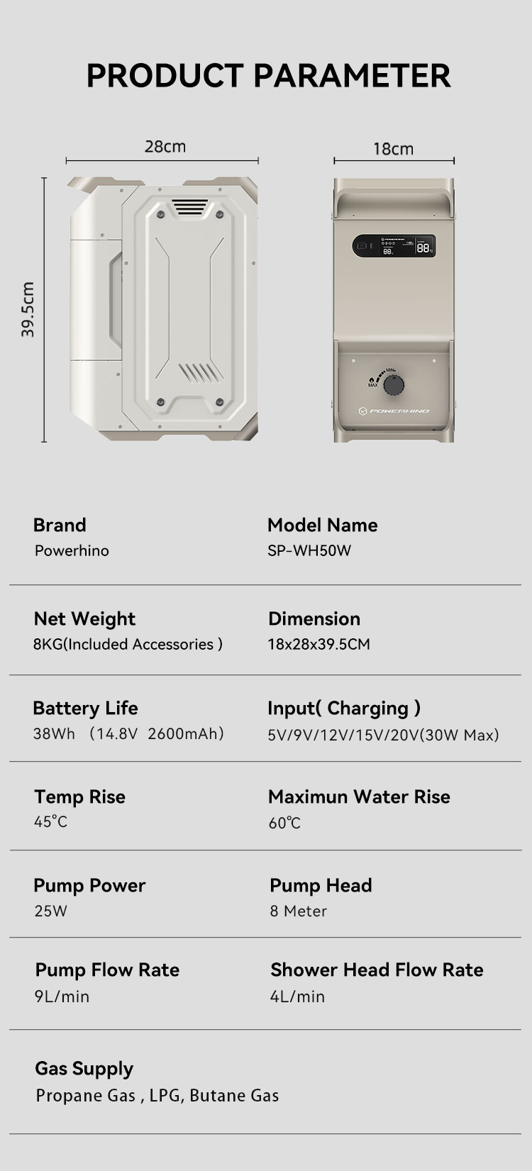 Powerhino wiederaufladbarer, w – Outdoor Camping Water Heater Bewertung und Preis